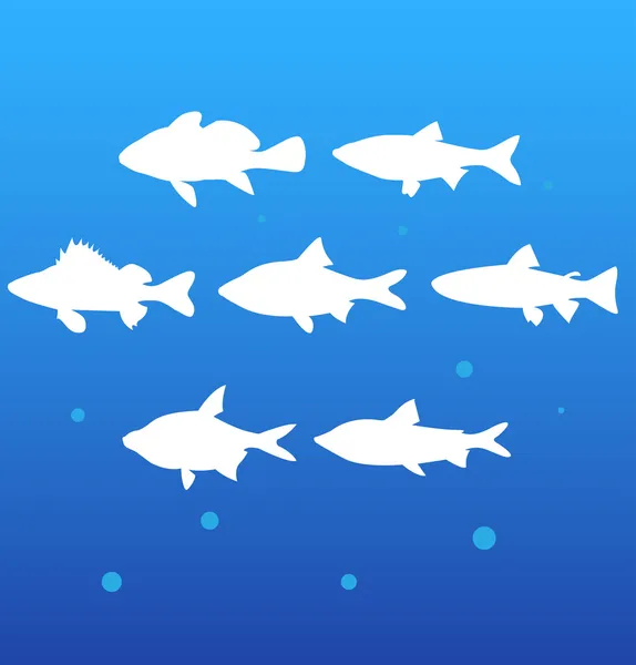 Siluetas de pescado — Vector de stock