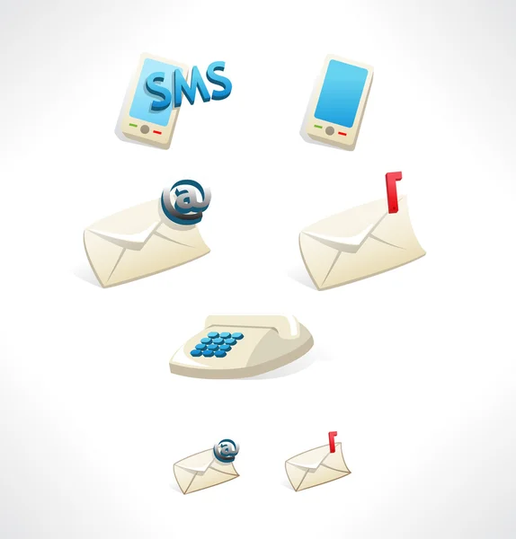 Ange ikoner. tjänster: e-post, telefonsamtal, kuvert, e-post. — Stock vektor