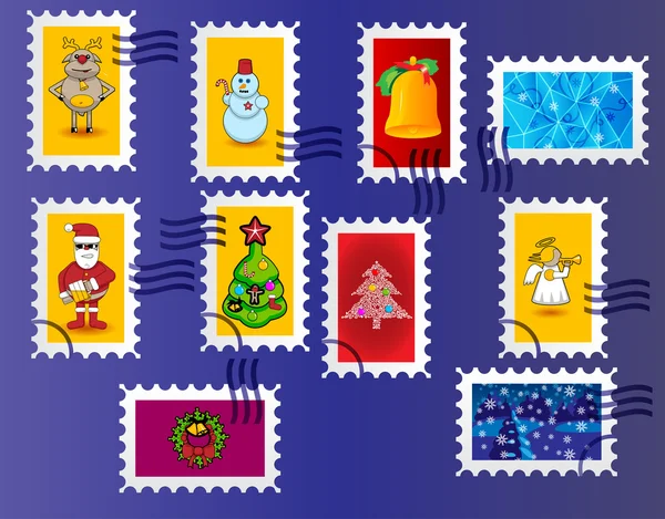 Satz von Xmas Vektor Postmark. — Stockvektor