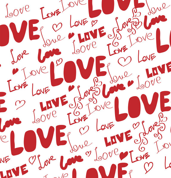 Valentine s Day background with the words love and hearts