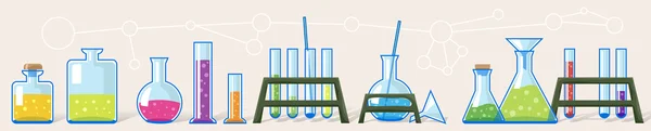 Laboratorio químico. Conjunto de tubos . — Vector de stock