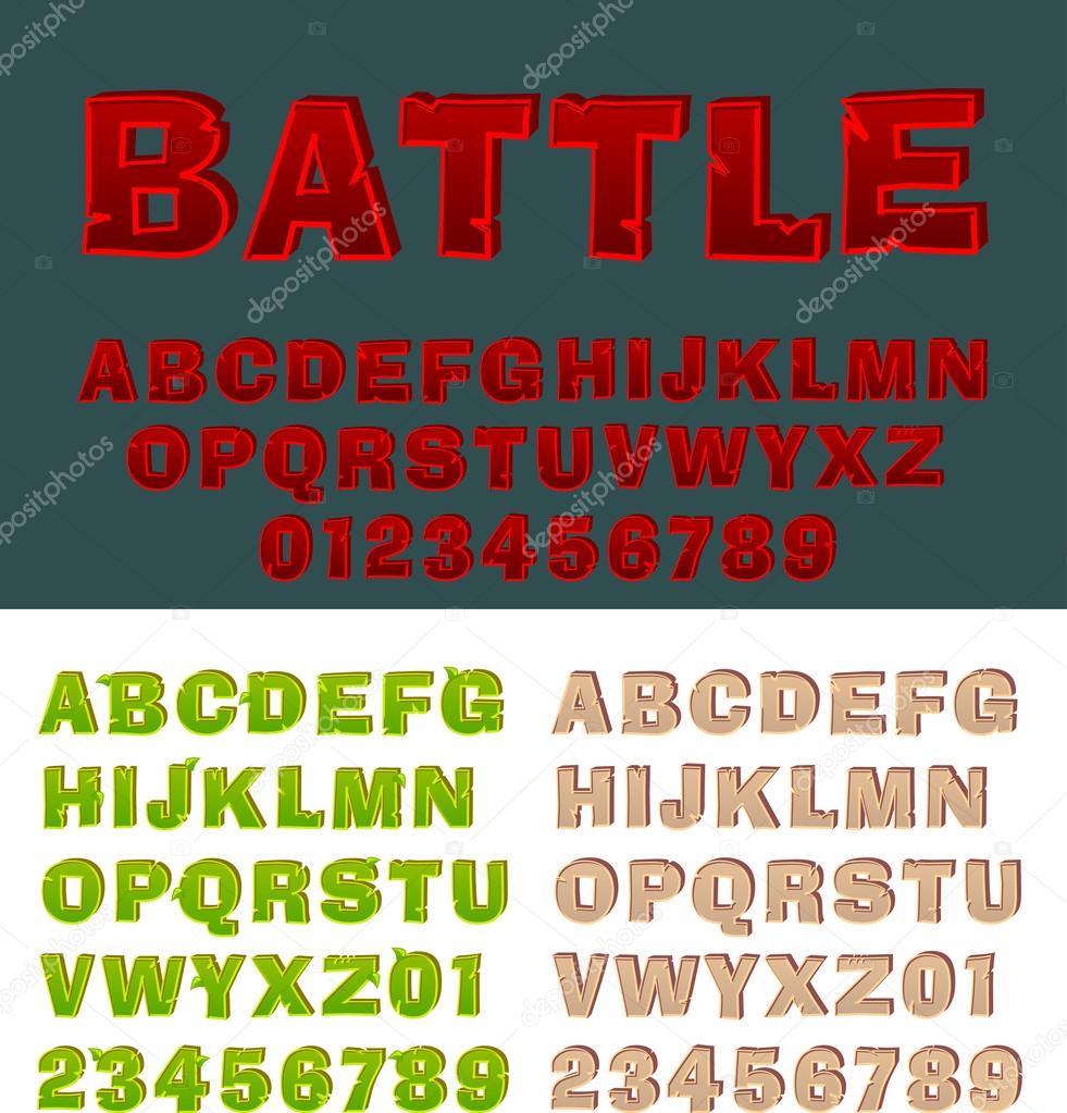 Font 'Battle'. Handmade spring alphabet. Vector.