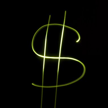 dalgalı sembolü. lazer ışık alfabe. Doları sembolü.