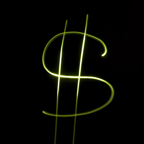 Vågig symbol. laser ljus alfabetet. symbol för dollarn. — Stockfoto