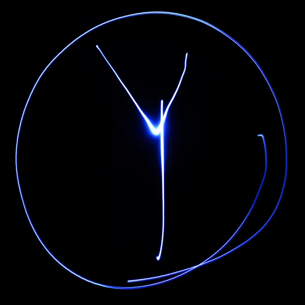 Wavy symbol. Laser light alphabet. Symbol "Y". — Stock Photo, Image