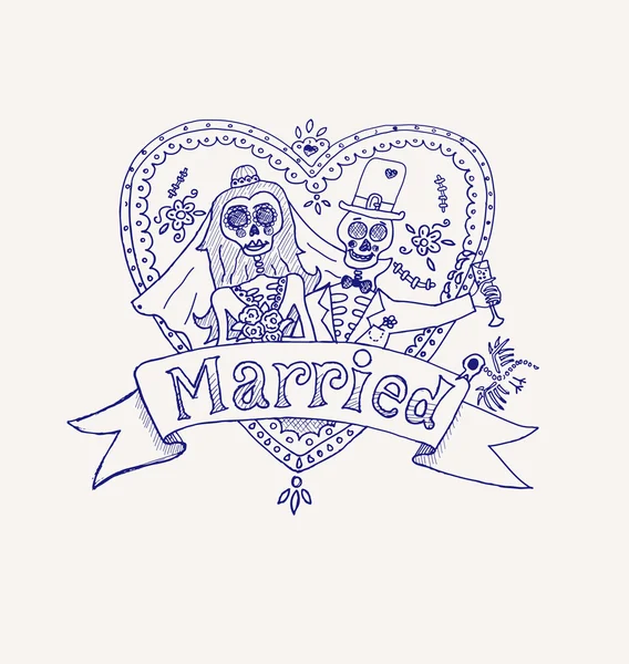 Mariée morte et marié . — Image vectorielle