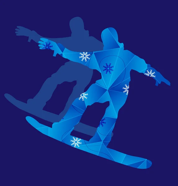 Man op snowboard — Stockvector