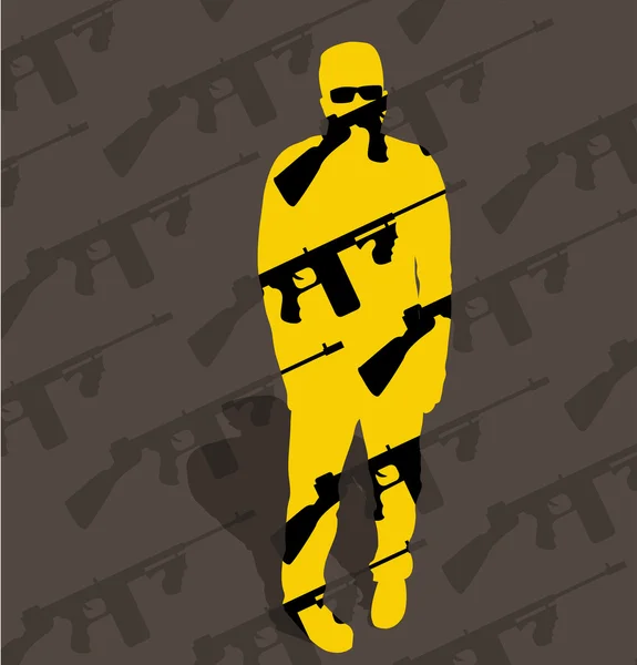 Hombre con rifles dentro . — Vector de stock