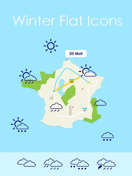 Mappa della città meteo — Vettoriale Stock