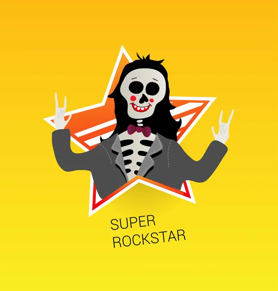Ícone esqueleto rock-star . —  Vetores de Stock