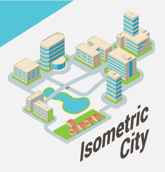 La ville. Bâtiments isométriques . — Image vectorielle