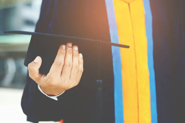 Shot Graduation Hats Commencement Success Graduates University Concept Education Congratulation — Fotografia de Stock