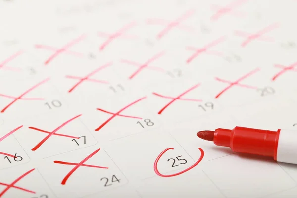 색으로 표시하 Thumbtack Calendar Concept Busy Timetable Organizations Schedule Appointment — 스톡 사진
