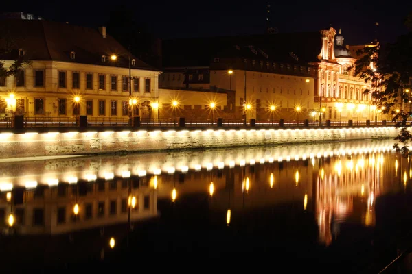 Oder River la nuit, Wroclaw, Pologne — Photo