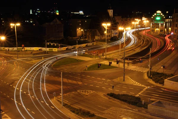 Wroclaw, éjjel, Lengyelország — Stock Fotó