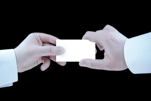 White card in two hands — Stock Photo, Image