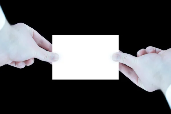 White card in two hands — Stock Photo, Image