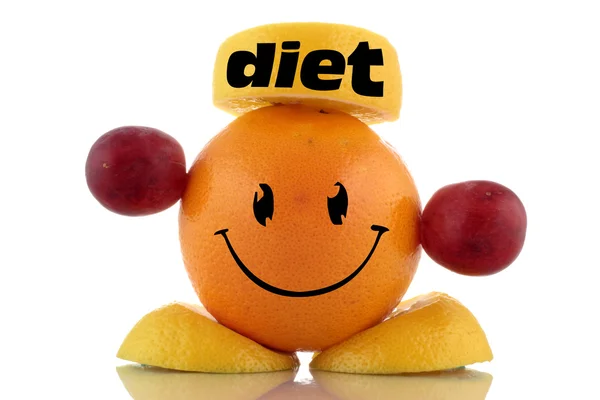 Mutlu diyet. beyaz zemin üzerinde komik meyve karakter koleksiyonu — Stok fotoğraf