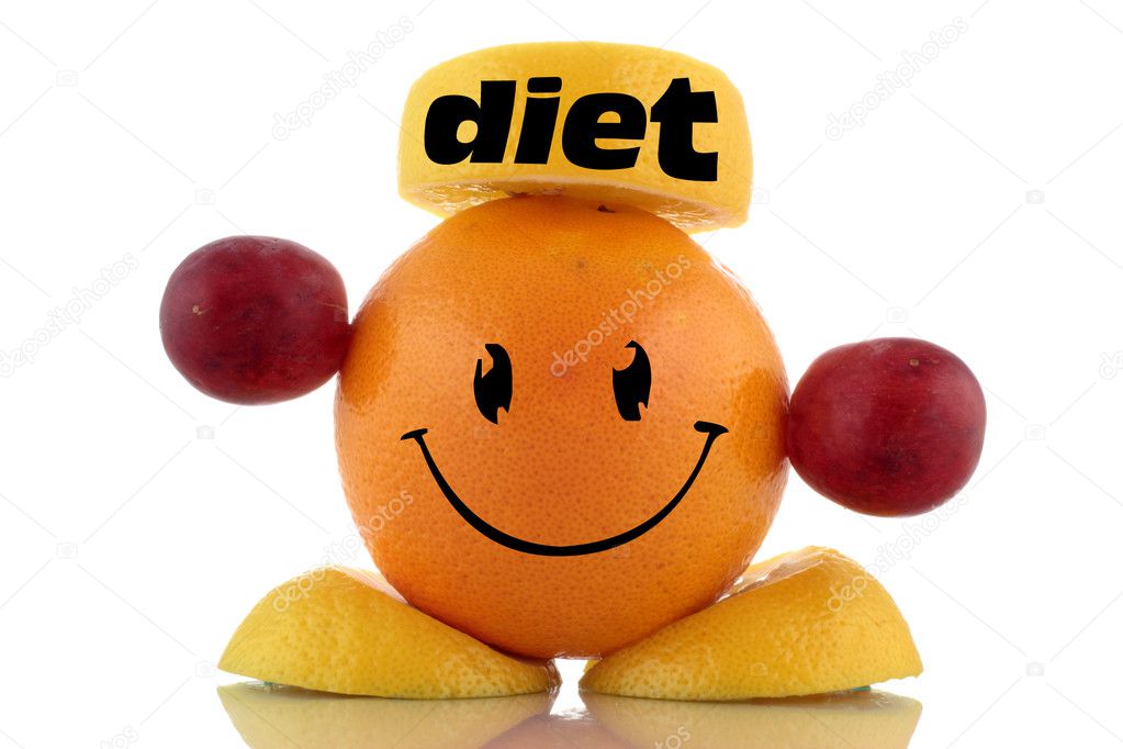 Happy diet. Funny fruits character collection on white background