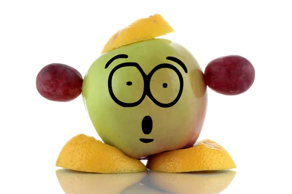 Diet time. Funny fruit character on white background — Stock Photo, Image