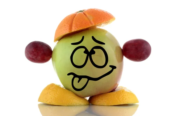 Boring diet. Funny fruit character on white background — Stock Photo, Image