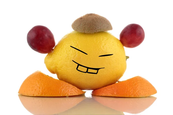 Diet time! Funny fruit. Emoticon on white background. — Stock Photo, Image