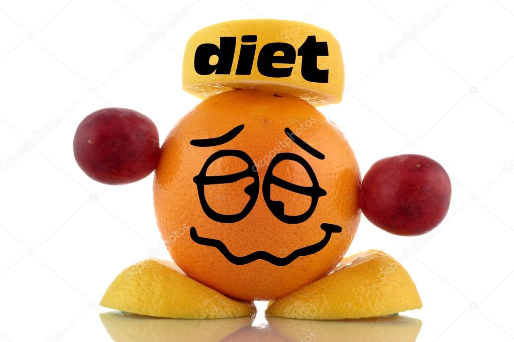 Diet again... Funny fruits character collection on white background