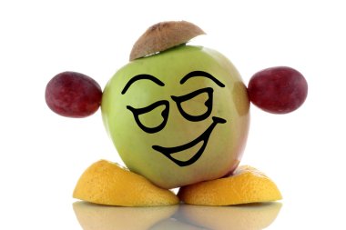 Smiley meyve. beyaz zemin üzerine ifade