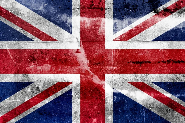 Große britische Flagge an Grunge-Wand gemalt — Stockfoto