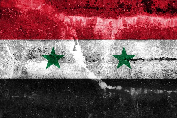 Syrien flagga målade på grunge vägg — Stockfoto