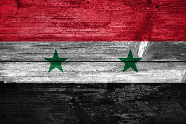 Mur en bois avec drapeau syrien — Photo