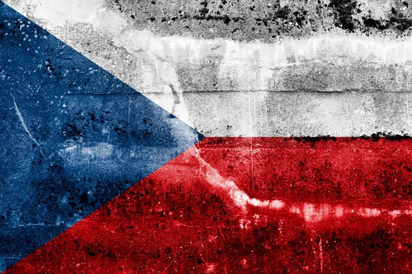 Czech Republic flag on old grunge wall background — Stock Photo, Image