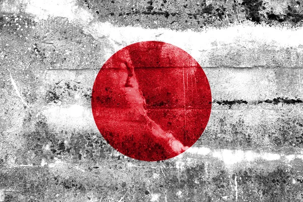 Japanse vlag geschilderd op grunge muur — Stockfoto