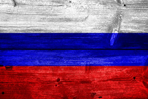俄罗斯国旗画在旧木板背景 — 图库照片