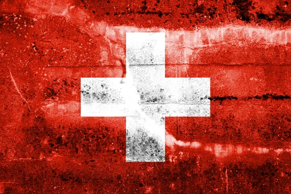 Suiza Bandera pintada en la pared grunge — Foto de Stock