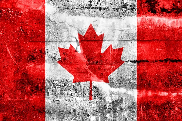 Kanada flagga målade på grunge vägg — Stockfoto