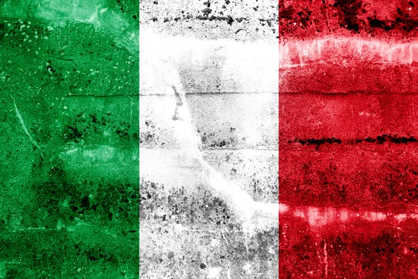 Italien-Flagge auf Grunge-Wand gemalt — Stockfoto