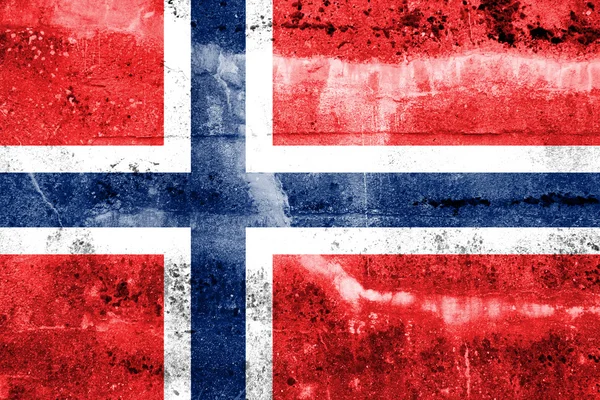 Bandera de Noruega pintada en pared grunge — Foto de Stock