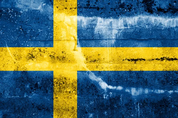 Sweden Flag painted on grunge wall — Stock Photo, Image