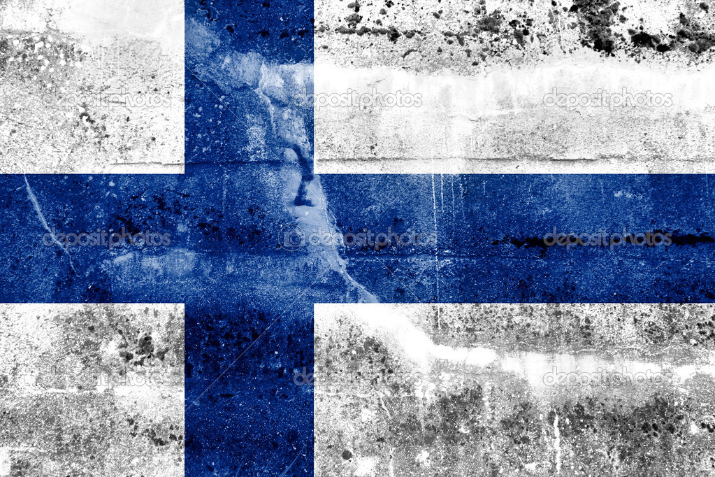Finland Flag painted on grunge wall