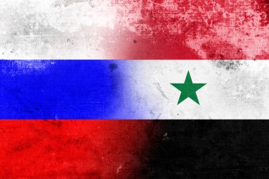 Grunge Rusya ve Suriye bayrağı