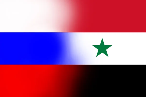 Rusko a Sýrie vlajka — Stock fotografie