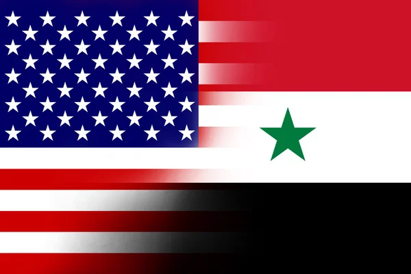 Usa und syrien flagge — Stockfoto