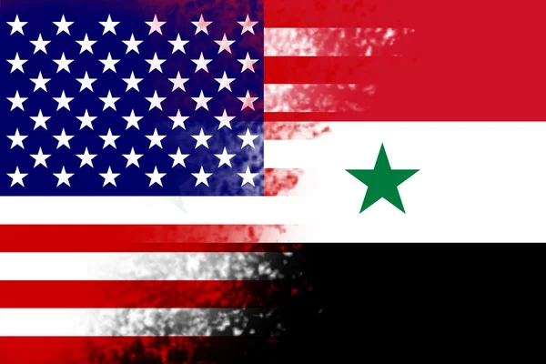 Usa und syrien flagge — Stockfoto