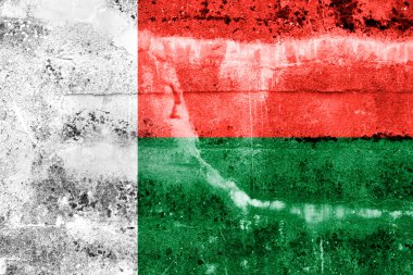 Grunge duvara boyalı Madagaskar bayrağı