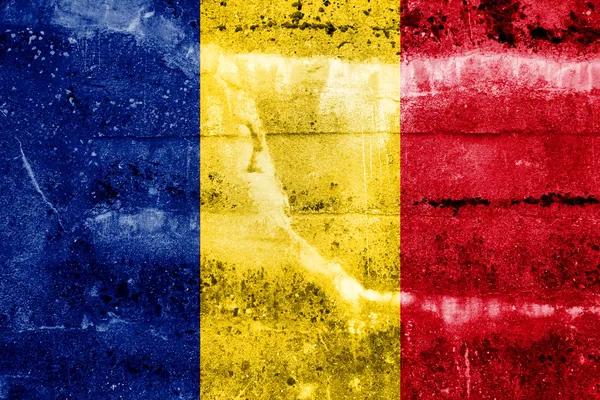 Bandera de Rumania pintada en la pared grunge — Foto de Stock