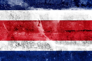 Kosta Rika bayrak grunge duvara boyalı