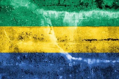 Gabon bayrak grunge duvara boyalı