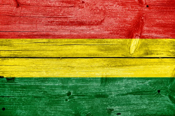 Bolivia Flag painted on old wood plank background — Stock Photo, Image