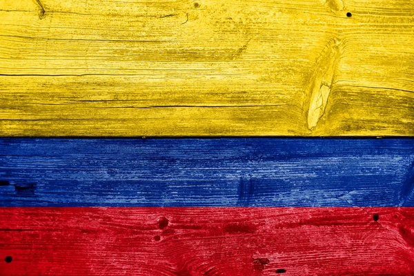 Colombia Bandera pintada sobre fondo de madera vieja —  Fotos de Stock